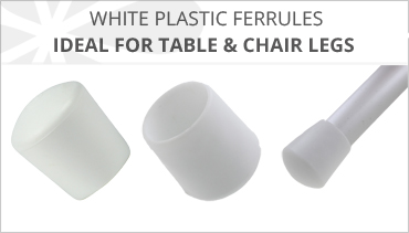 WHITE PLASTIC FERRULES FOR TABLE & CHAIR LEGS